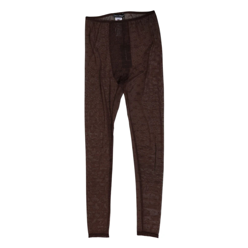 Dolce & Gabbana Damen Braun - E Logo-Spitzen-Leggings Hose - Trousers - S