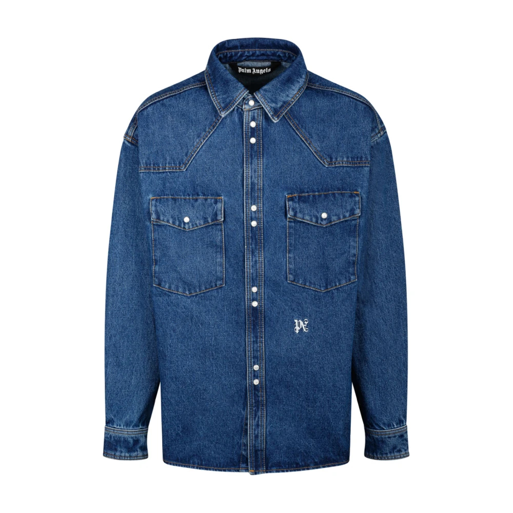 Palm Angels - Blaue Denimjacke Mit Kontrastierenden Knöpfen - Shirts - Herren - Blau - M