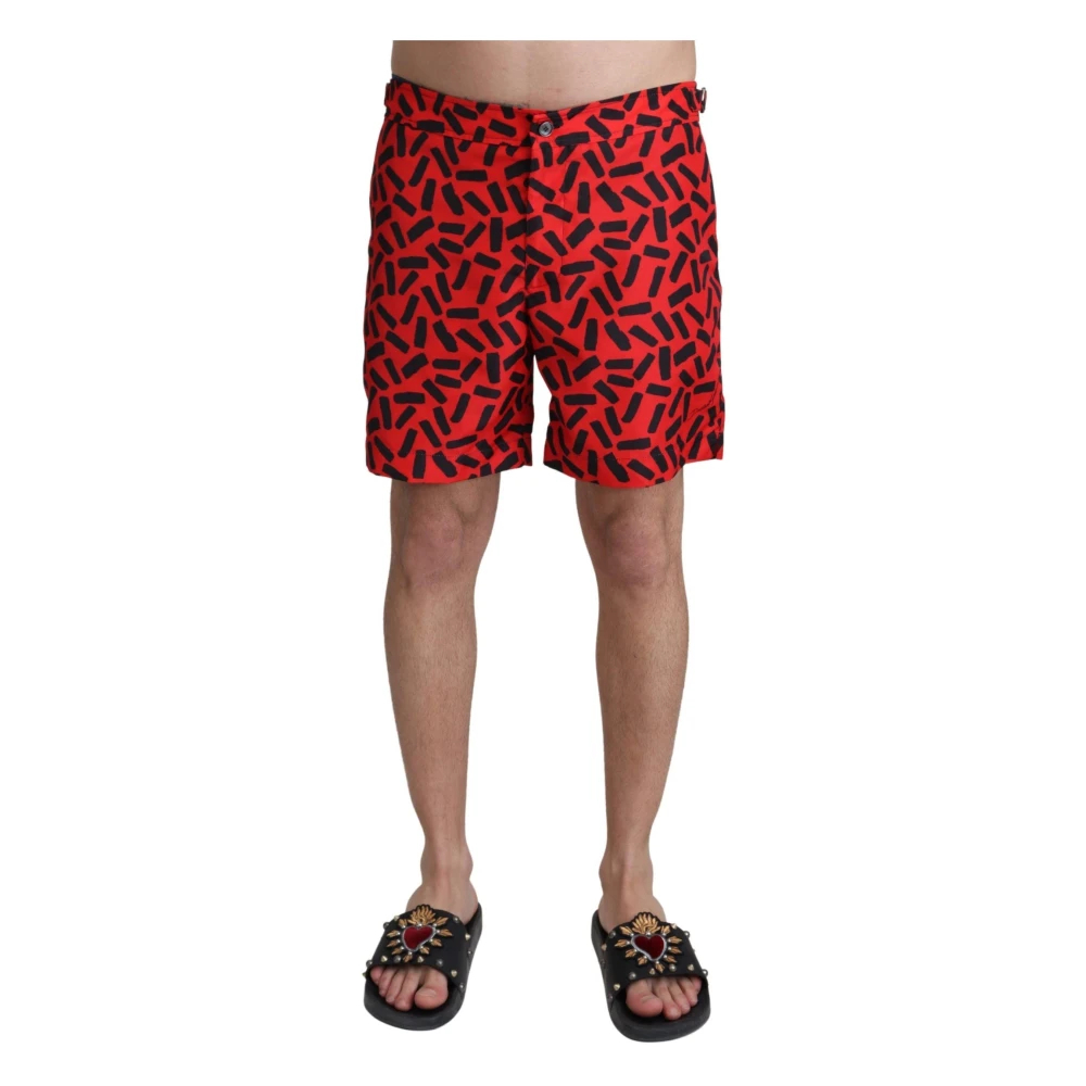 Dolce & Gabbana Herren Multicolor - Rote Beachwear Boxershorts Stylische Badebekleidung - Swimwear - Mehrfarbig -M