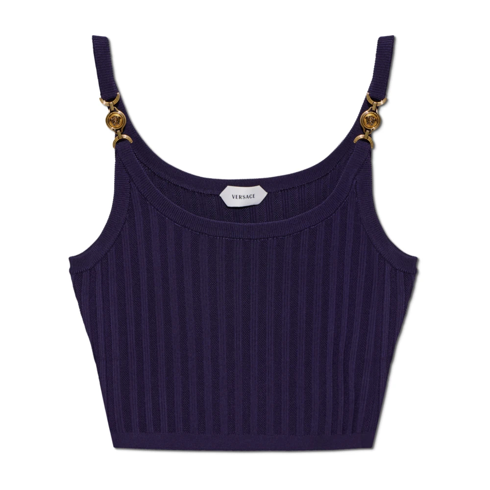 Versace Damen Violett - Stretch Viskose Mesh Rippstrick-Top - Tops - Lila - L