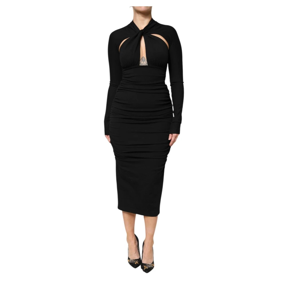 Dolce & Gabbana Damen Schwarz - Es Sheath Midi Kleid Schlüssellochausschnitt - Dresses - K - S