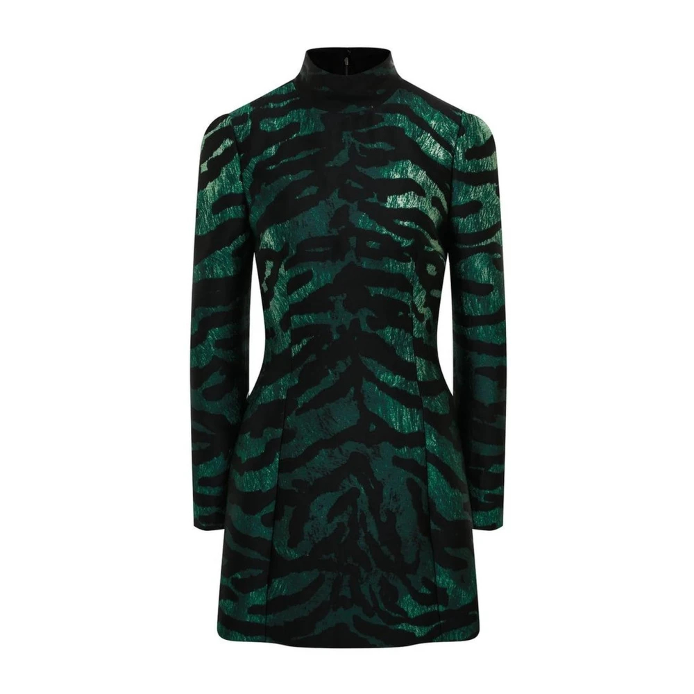 Dolce & Gabbana Damen Grün - Metallisches Kleid Mit Langen Ärmeln- Schwarz/Grün - Dresses - S