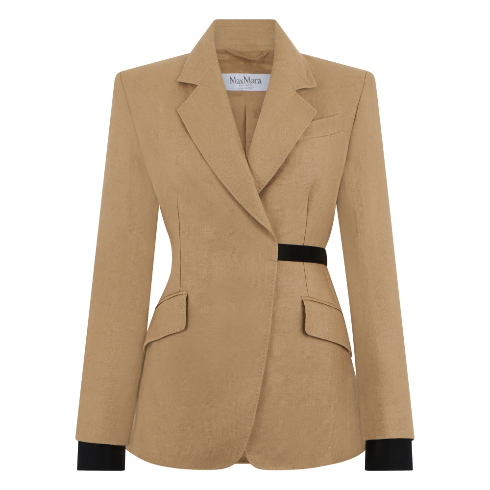 Max Mara Damen Braun - Gestreifter Leinenblazer Mit Doppelter Knopfleiste - Jackets - M