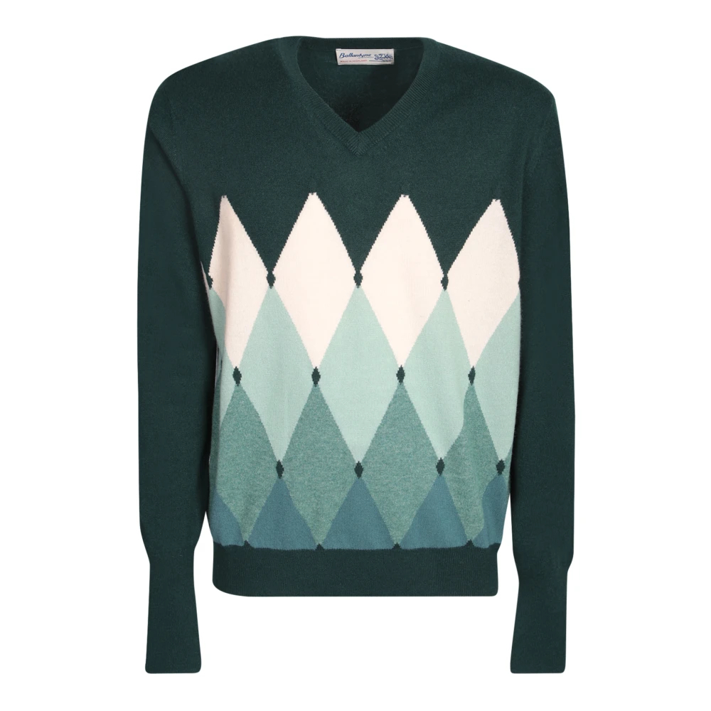 Ballantyne Herren Grün - Er V-Ausschnitt Kaschmir Pullover Aw23 - Knitwear - S