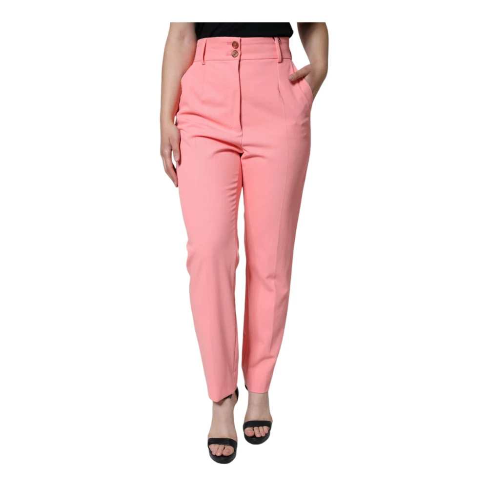 Dolce & Gabbana Damen Rosa - Rose High Waist Tapered Pants - Trousers - L