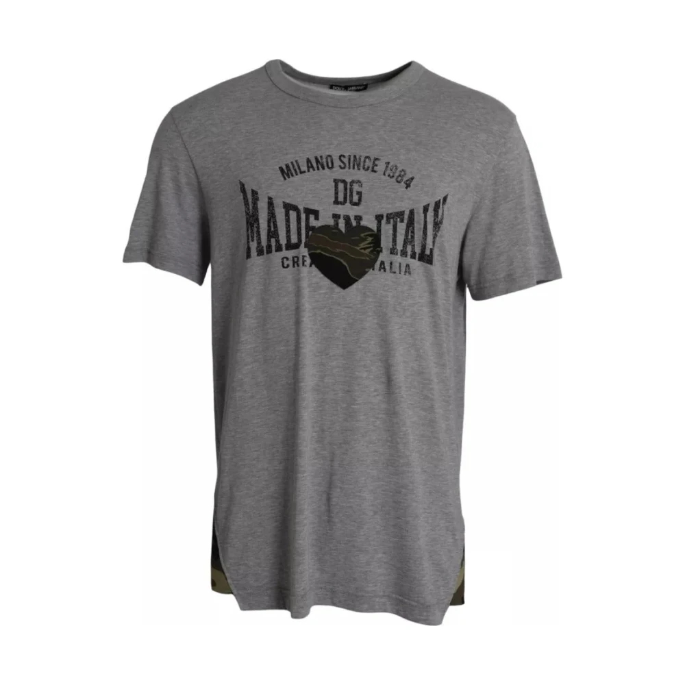 Dolce & Gabbana Herren Grau - Es Baumwoll-T-Shirt Mit Grafikdruck - Tops - 2XL