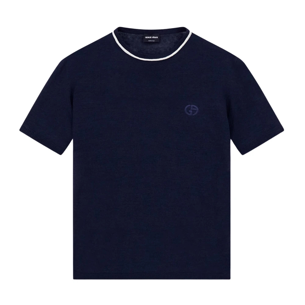 Giorgio Armani Herren Blau - Rundhalspullover Aus Leinen Und Seide - Knitwear - L
