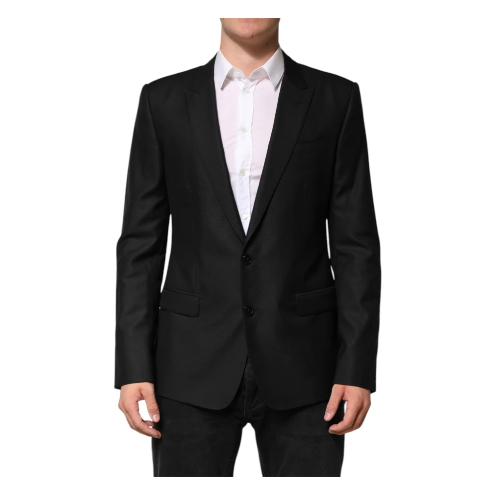 Dolce & Gabbana Herren Schwarz - Er Woll-Einreiher-Jackett-Blazer - Jackets - K - Xl