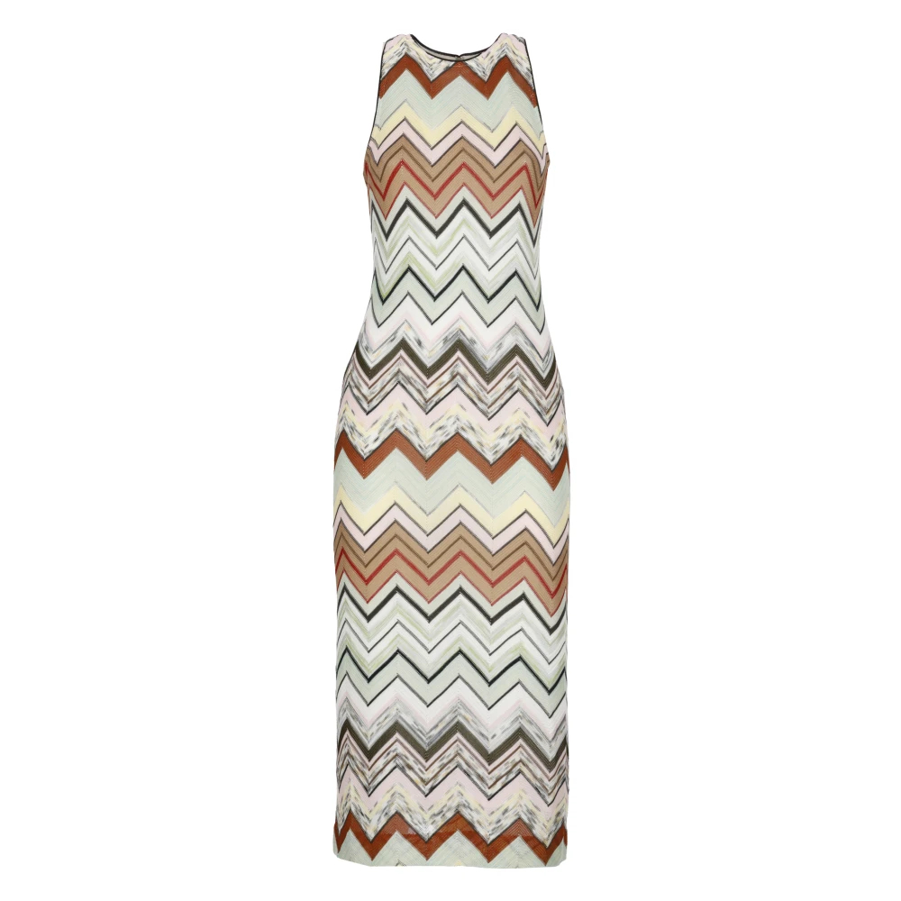 Missoni Damen Multicolor - Ärmelloses Langes Kleid Aus Viskose Und Baumwolle Mit Chevron-Muster - Dresses - Mehrfarbig - M