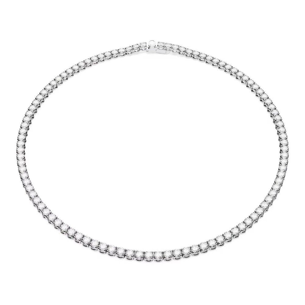 Swarovski Matrix Tennis Halskette, Rundschliff, Rhodiniert Weiß Groß - Bild 4