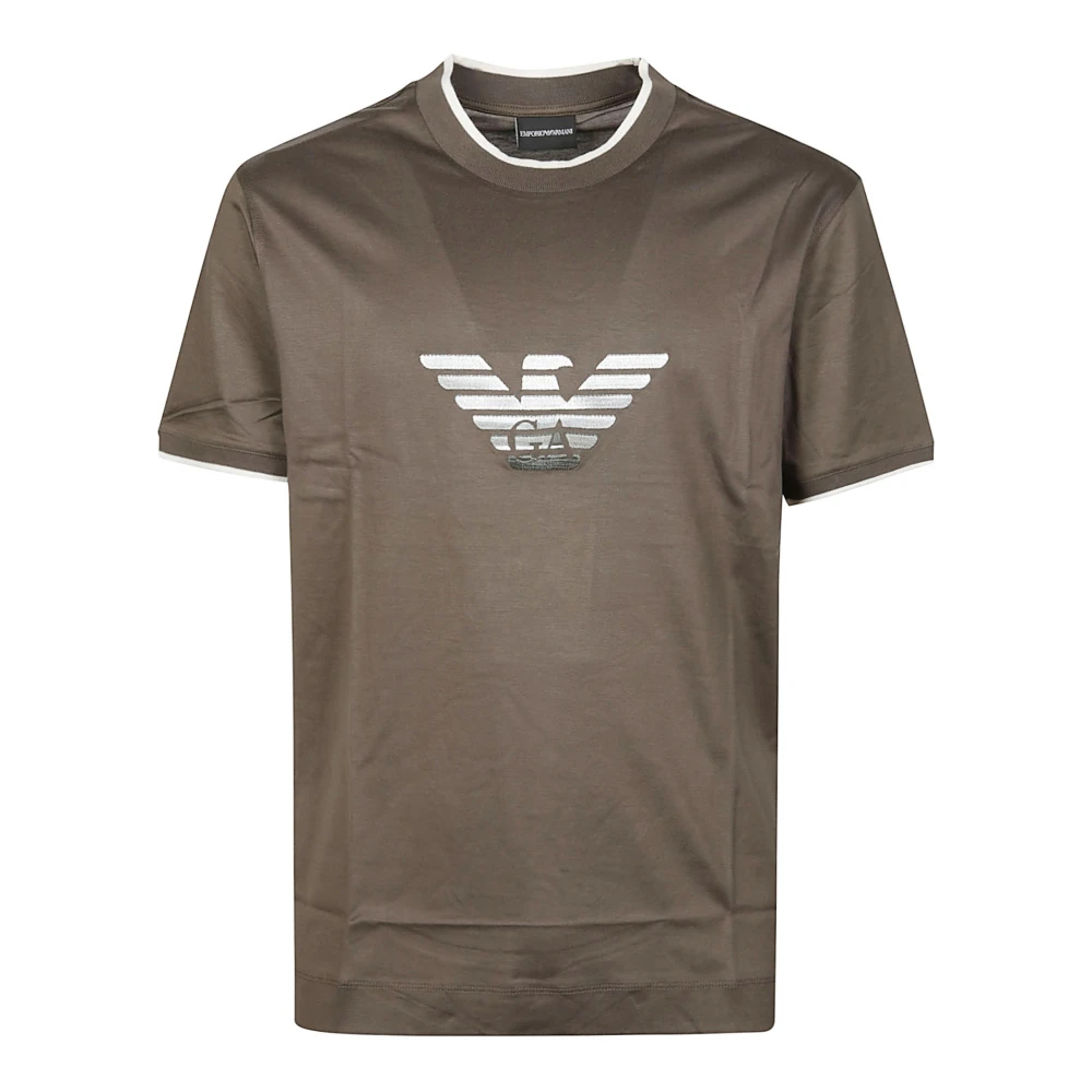 Emporio Armani Herren Braun - Eagle Embroidery T-Shirt - Tops - S