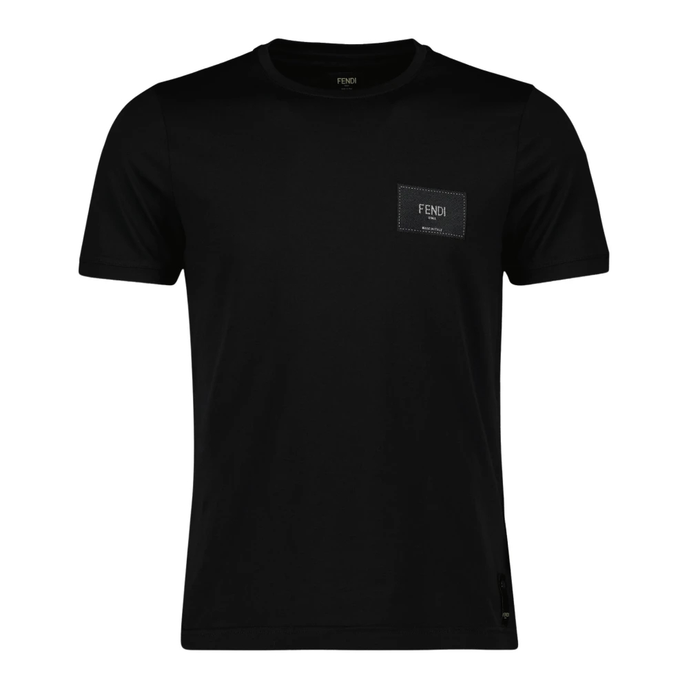 Fendi Herren Schwarz - Roma Collection Es Baumwoll-T-Shirt - Tops - K - S