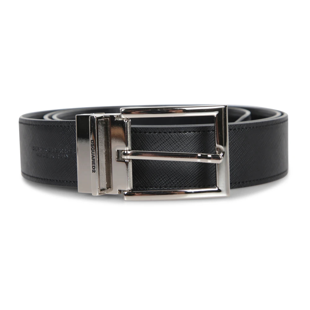 Dsquared2 Herren Schwarz - Eleganter Ledergürtel Mit Polierter Schnalle - Accessories - K - One Size