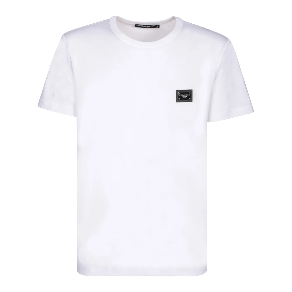 Dolce & Gabbana Herren Weiß - Es T-Shirt Mit Logo-Plakette - Tops - S