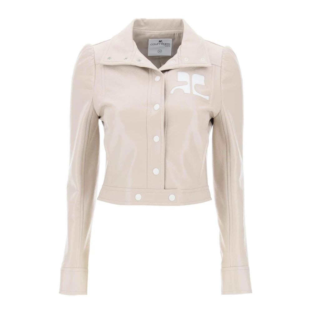 Courrèges Damen Beige - Geknitterte Jacke Aus Beschichteter Baumwolle Mit Logo-Detail - Jackets - 2XS