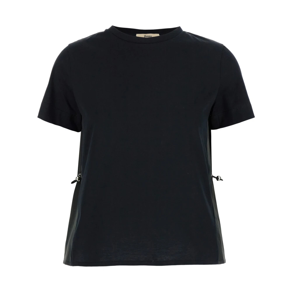 Herno Damen Schwarz - T-Shirt Aus Schickem Baumwolljersey Und Neuem Techno-Taft - Tops - K -S