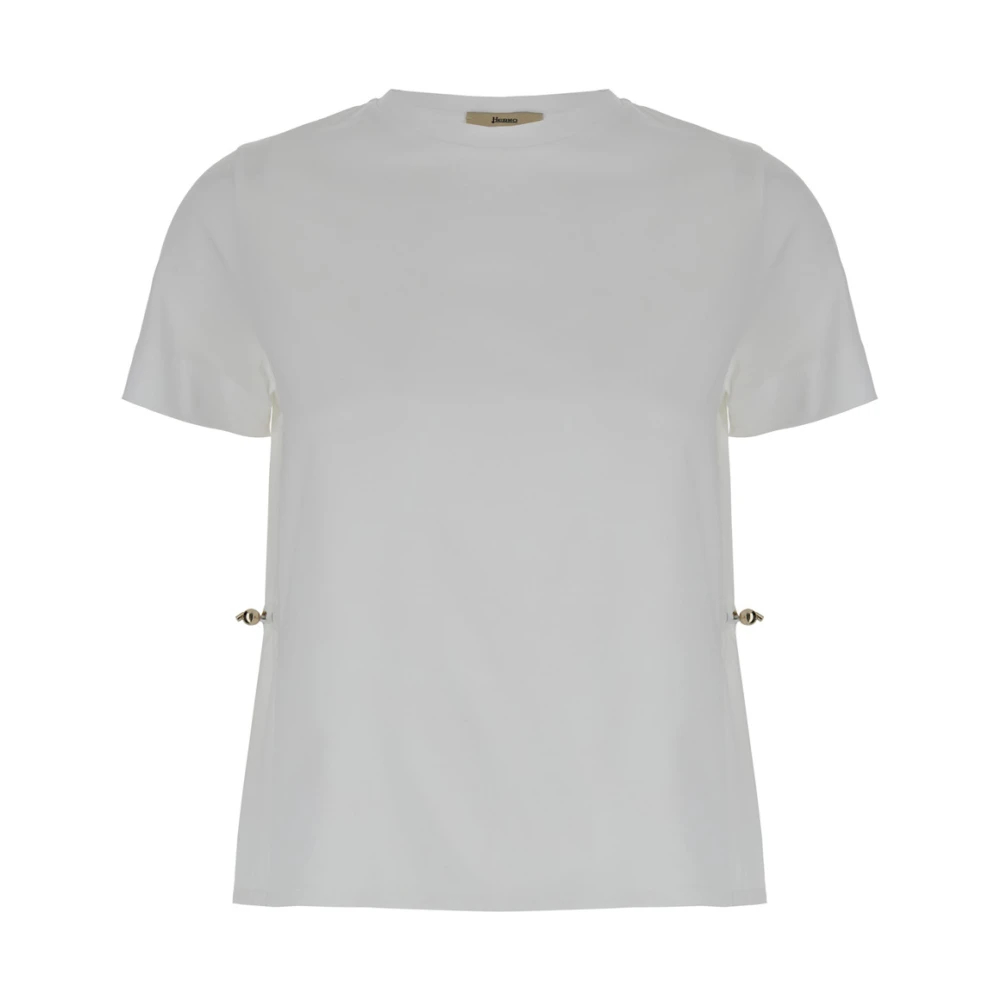 Herno Damen Weiß - T-Shirt Aus Schickem Baumwolljersey Und Neuem Techno-Taft - Blouses & Shirts - L