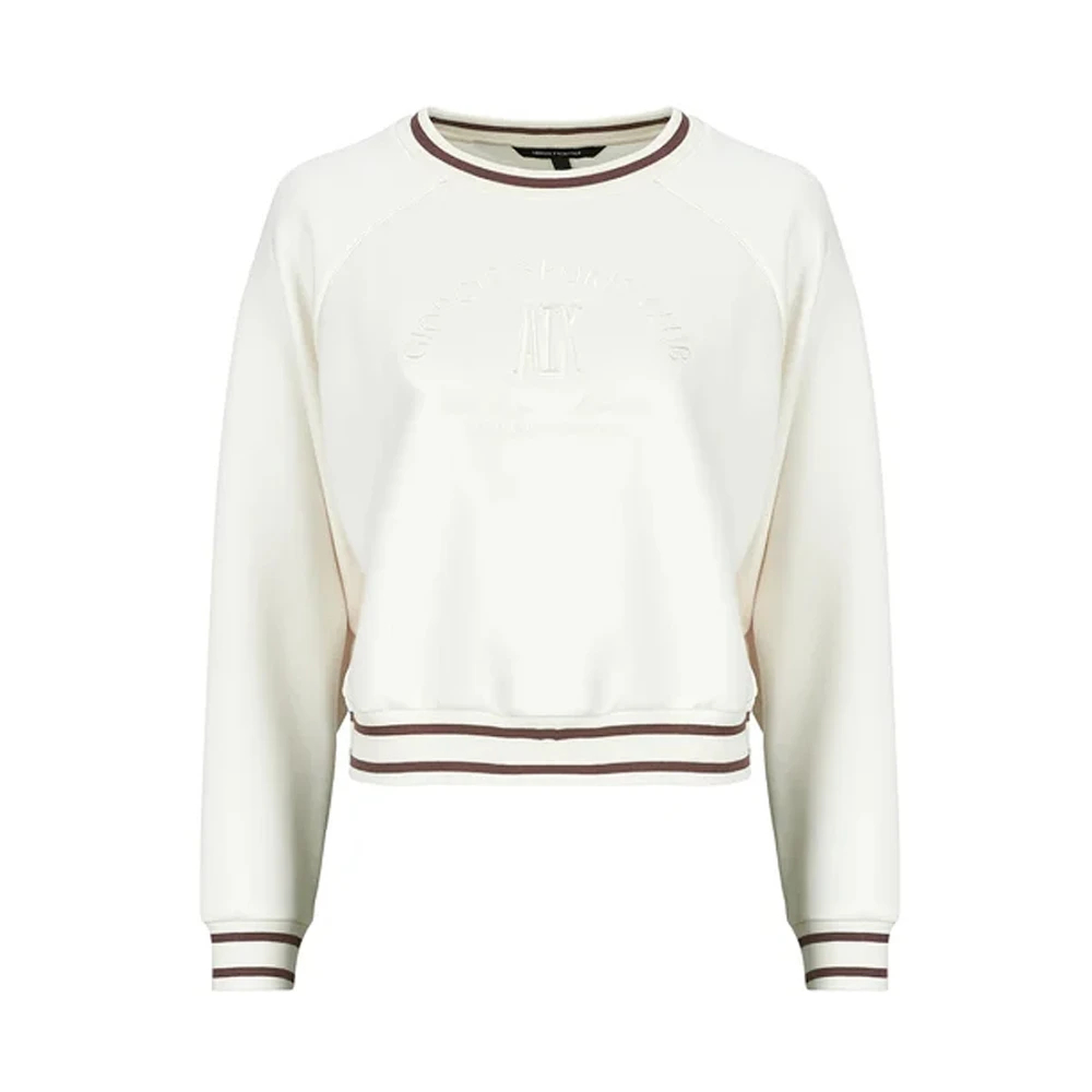 Armani Exchange Damen Weiß - College-Style Rundhalspullover Mit Logo Und Profilen - Sweatshirts & Hoodies - M