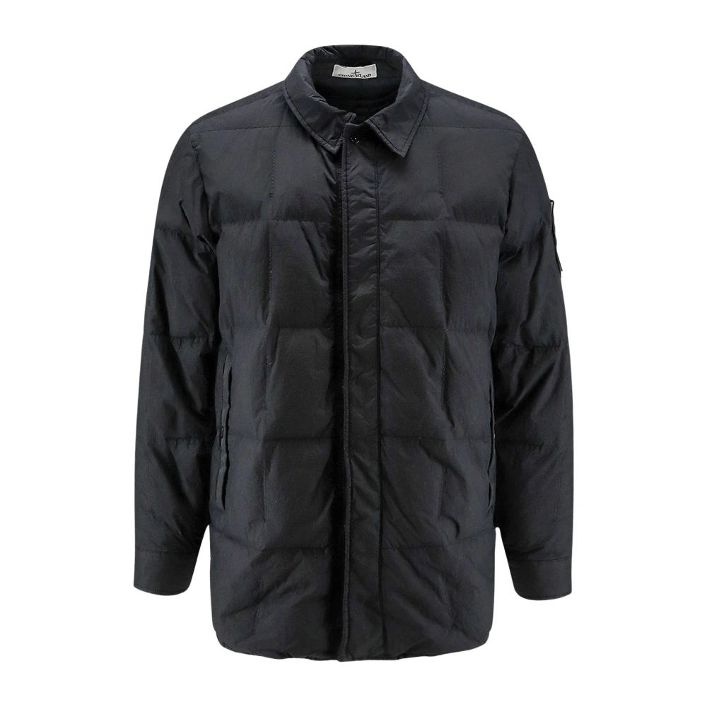 Stone Island Schwarz Stone Island_schwarze Daunenjacke Aus Harzbeschichtetem Nylon Mit Tropfschutz_schwarz_xl_mann - Bild 4