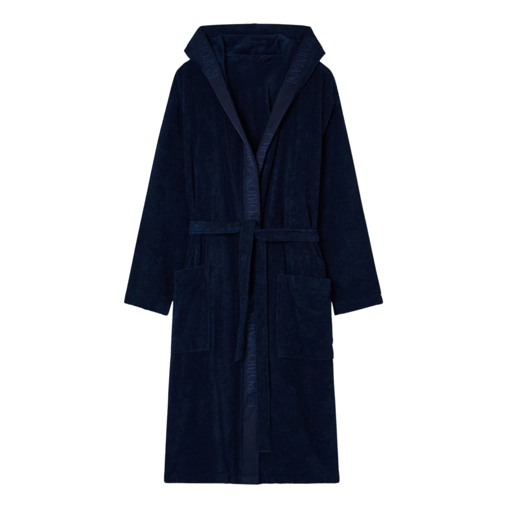 Emporio Armani Herren Blau - Er Baumwollbademantel Mit Kapuze - Nightwear & Lounge - S
