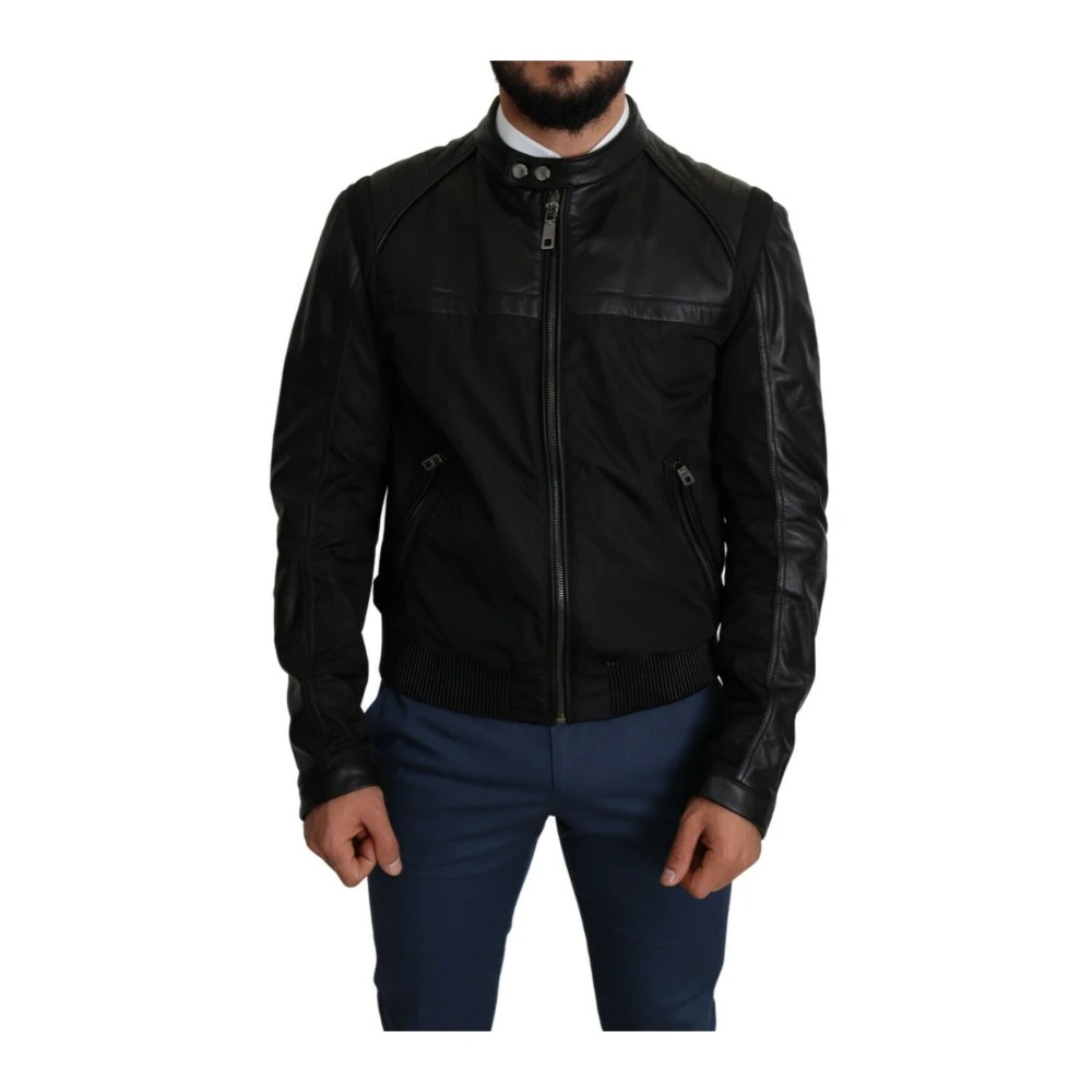 Dolce & Gabbana Herren Schwarz - Blackylon Full Zip Bomberjacke - Jackets - K - M