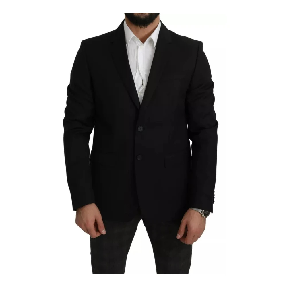 Dolce & Gabbana Herren Schwarz - Er Woll-Slim-Fit-Notch-Blazer - Suits - K - 2XL