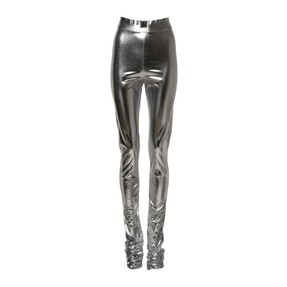 Dolce & Gabbana Damen Grau - Metallic Slim Fit High Waist Leggings - Trousers - 2XS