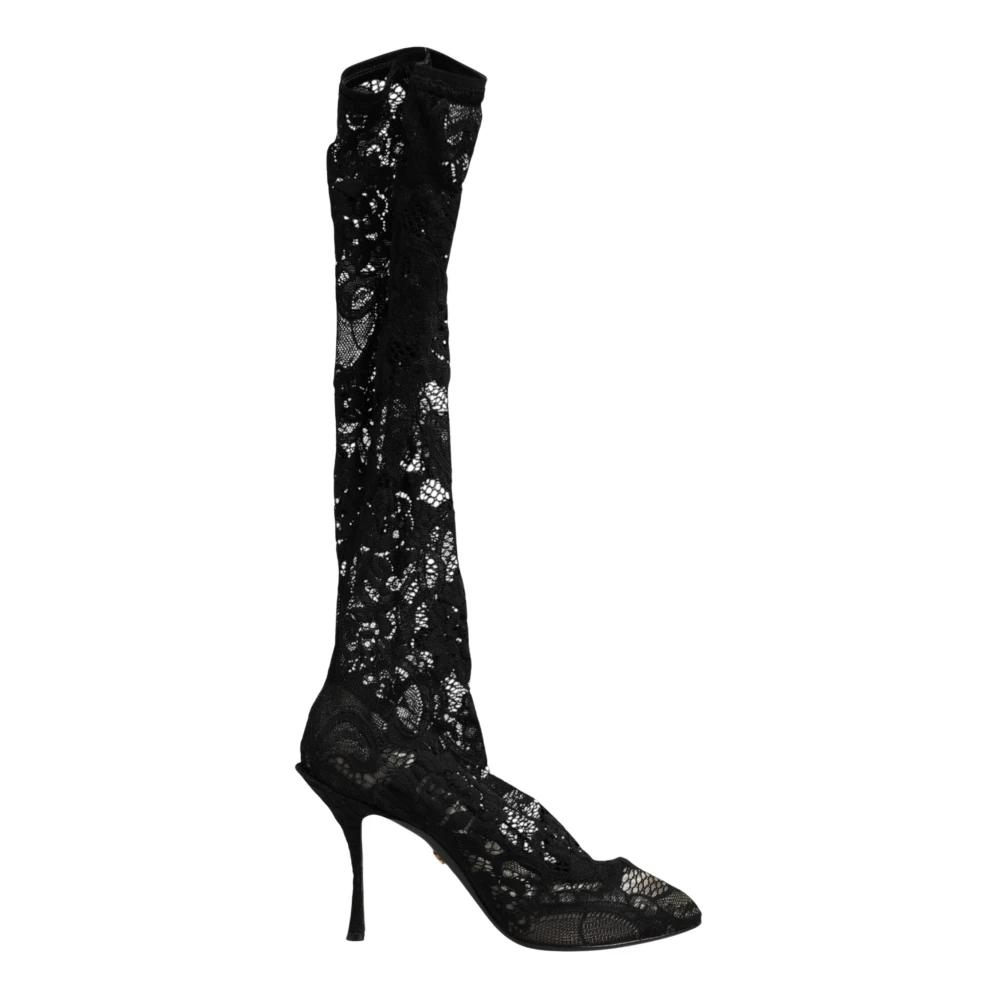 Dolce & Gabbana Damen Schwarz - Taormina Lace Sock Boots - Shoes - K - 36 Eu