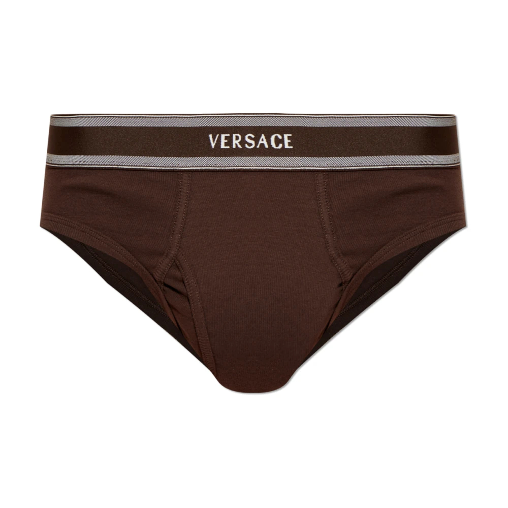 Versace Herren Braun - Gerippte Baumwoll-Jersey-Slips - Underwear - Xl