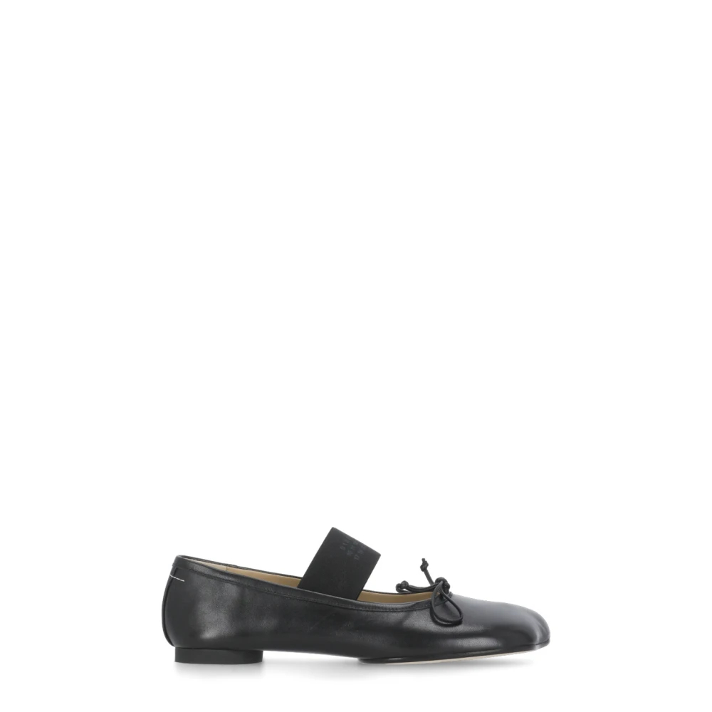 Mm6 Maison Margiela - Schwarze Lederballerinas Mit Elastischem Band - Shoes - Damen - Schwarzk - 40 Eu