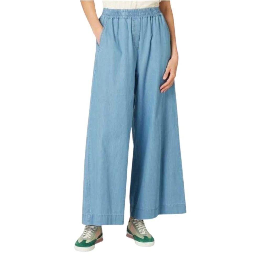 Paul Smith Damen Blau - Chambray Wide-Leg Cropped Hose - Trousers - Xl