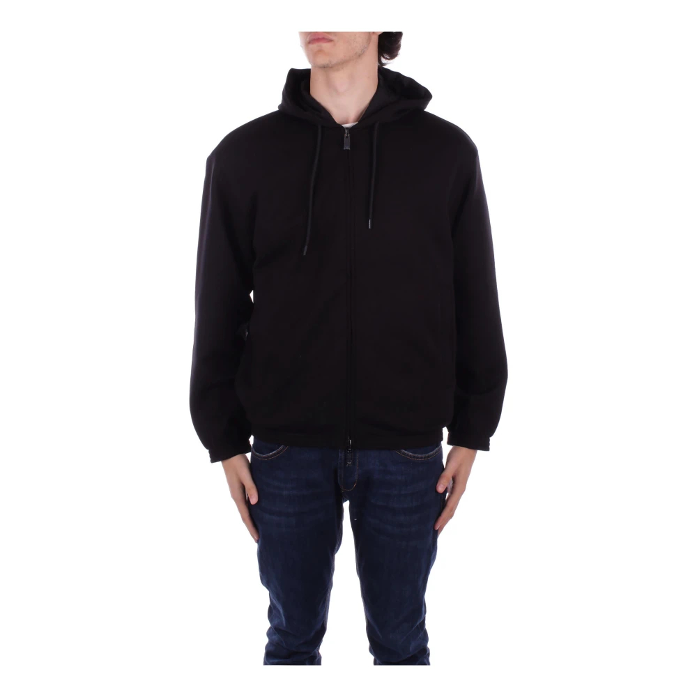 Emporio Armani Herren Schwarz - Er Hoodie Mit Logo-Reißverschluss Vorne - Sweatshirts & Hoodies - K - M