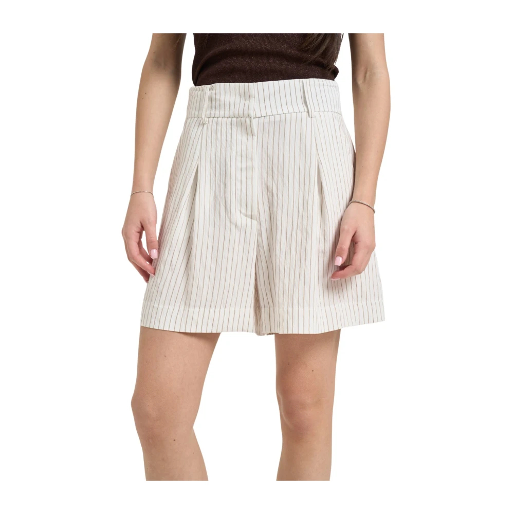 Patrizia Pepe Damen Beige - Gestreifte Shorts - Shorts - Xs