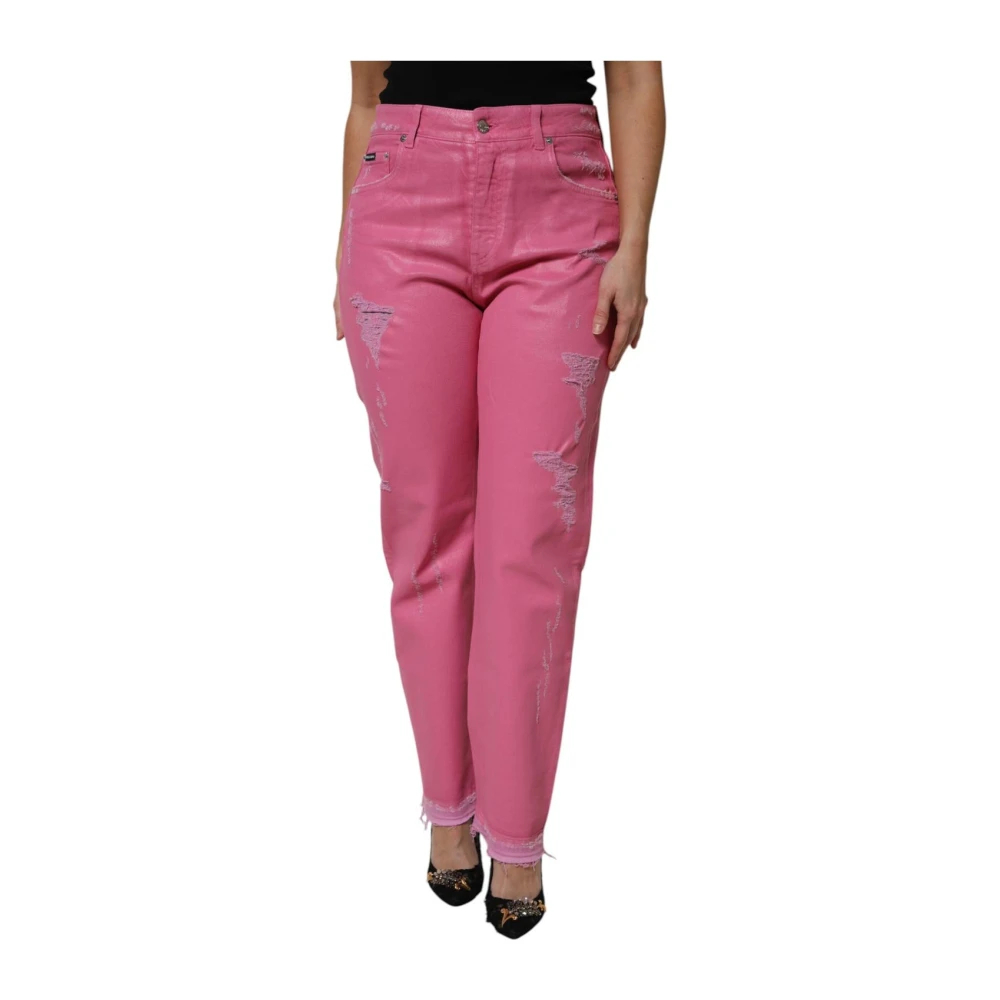 Dolce & Gabbana Damen Rosa - Zerfetzte Straight Denim Jeans - Jeans - Xs