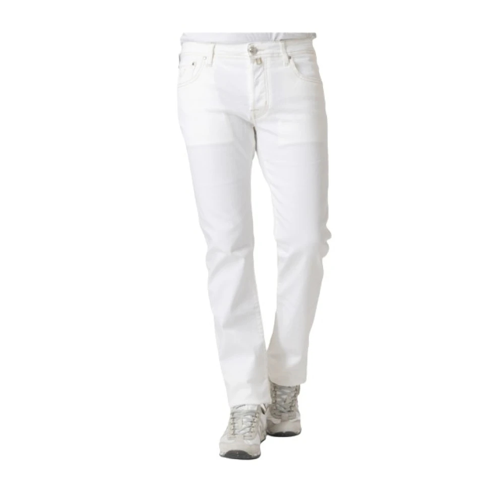Jacob Cohën Herren Weiß - E Slim Fit Jeans Mit Beigen Nähten - Trousers - W32