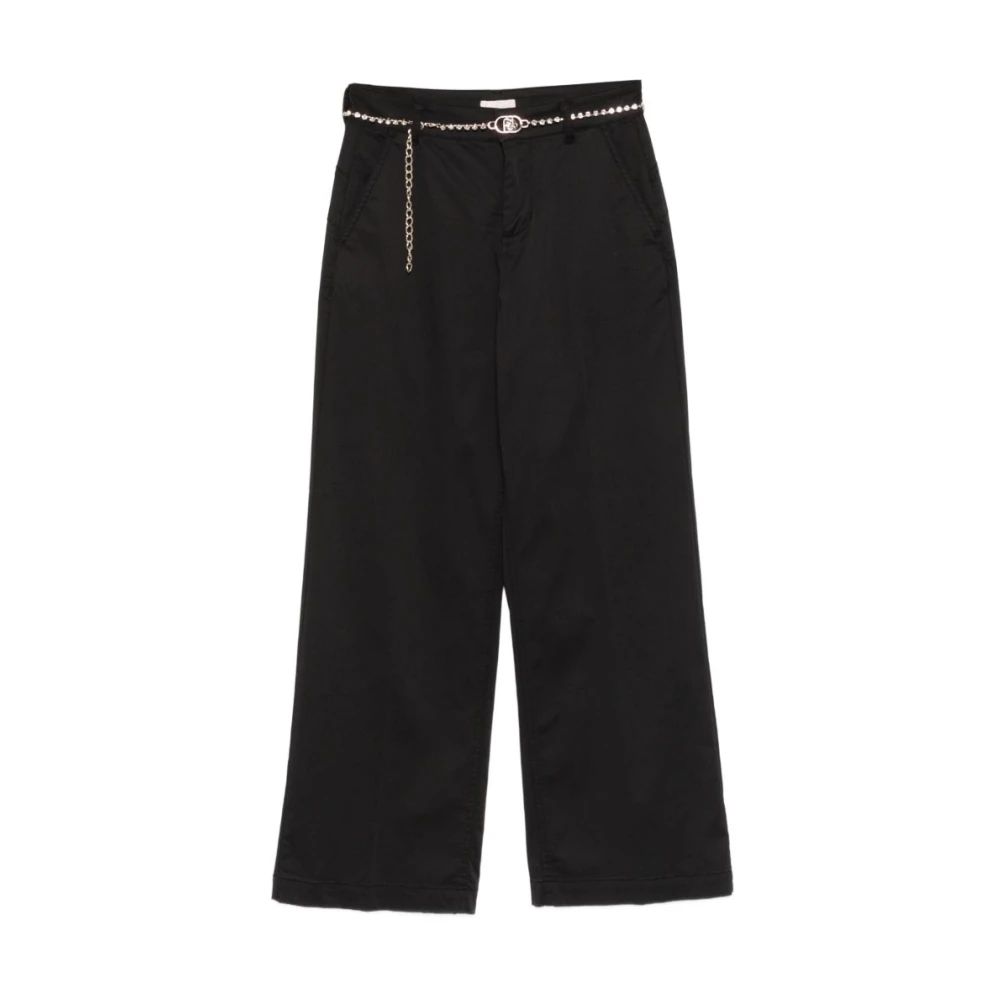 Liu Jo Damen Schwarz - High Waist Wide Hosen - Trousers - K -W30