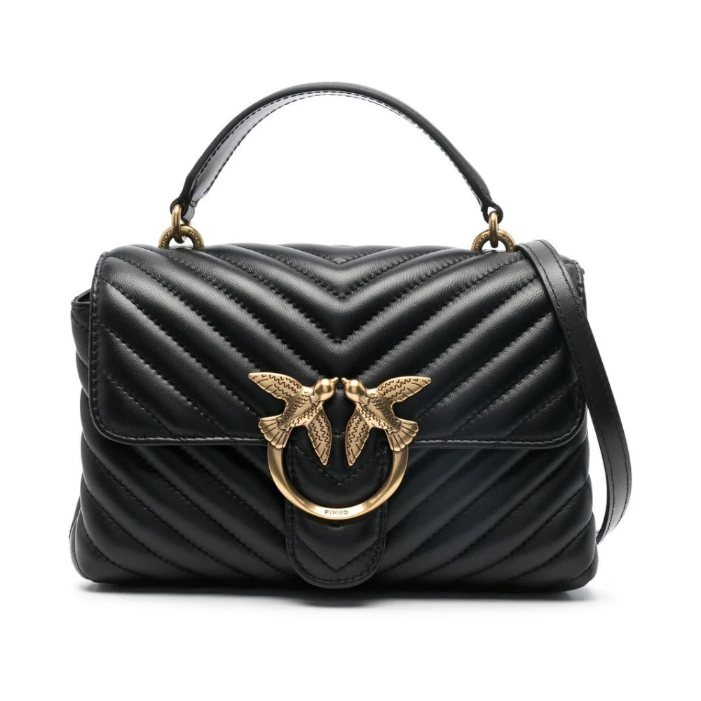 Pinko - Gesteppte Chevron Love Birds Schultertasche - Bags - Damen - Schwarzk - One Size - Bild 8