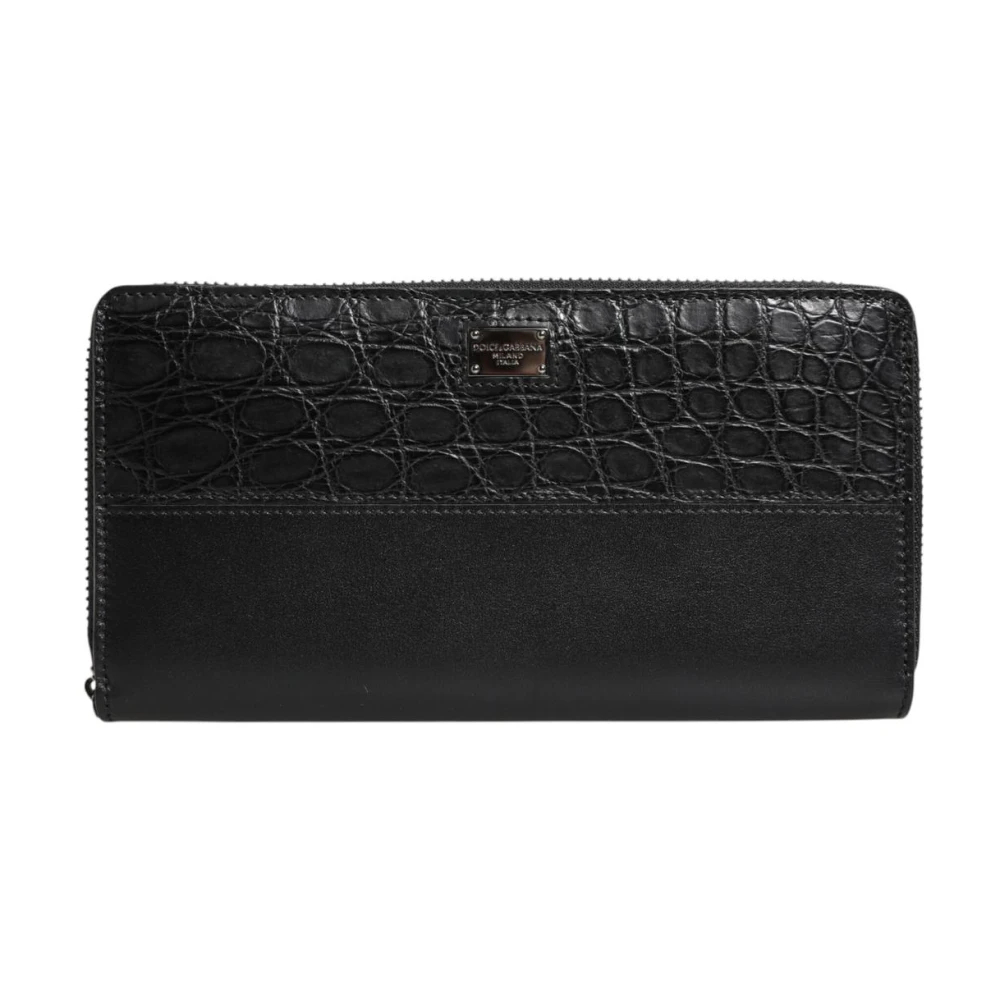 Dolce & Gabbana Herren Schwarz - Luxuriöse Straußenleder Brieftasche Mit Viel Stauraum - Accessories - K - One Size