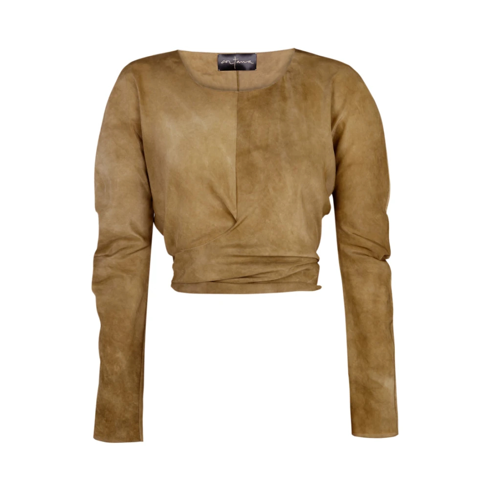 Cortana Damen Braun - Glitzer- Seiden-Habotai-Top In Bronze Gefärbt - Blouses & Shirts - 2XS