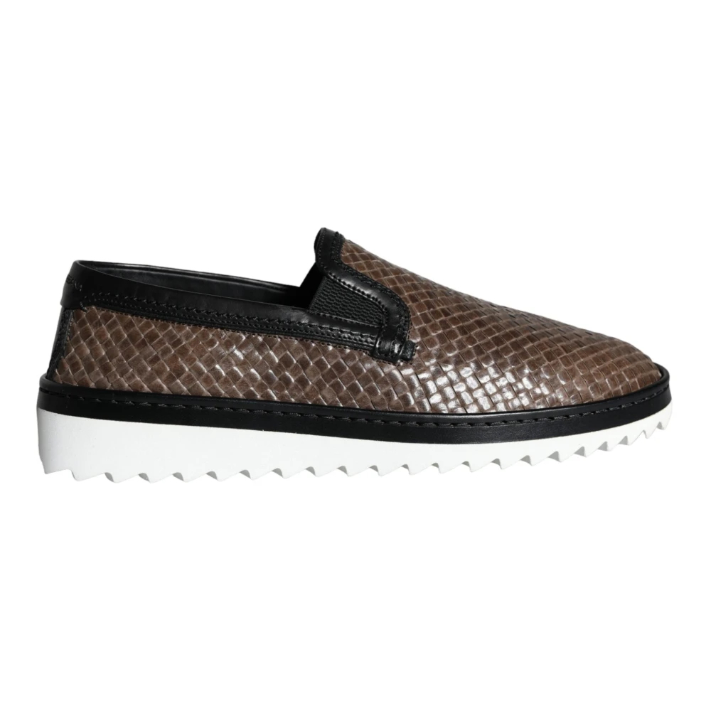 Dolce & Gabbana Herren Braun - Gewebte Leder-Loafer - Shoes - 41 1/2 Eu