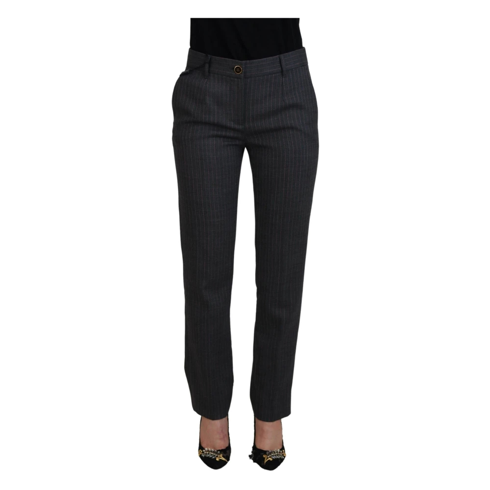Dolce & Gabbana Damen Grau - E Gestreifte Woll-Tapered-Hose Für - Trousers - Xs