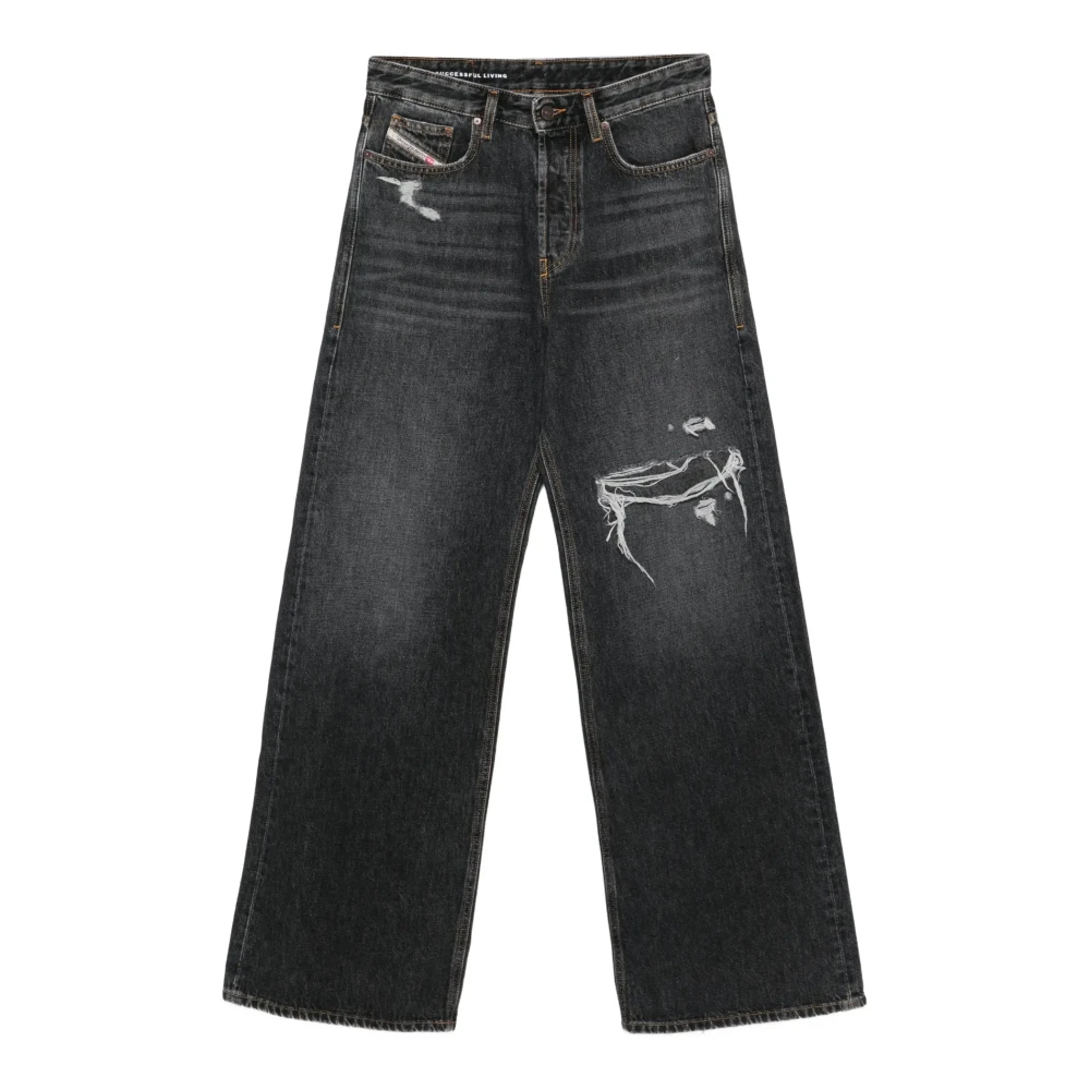 Diesel Herren Schwarz - D-Rise Wide Jeans - Jeans - K - W33 L30