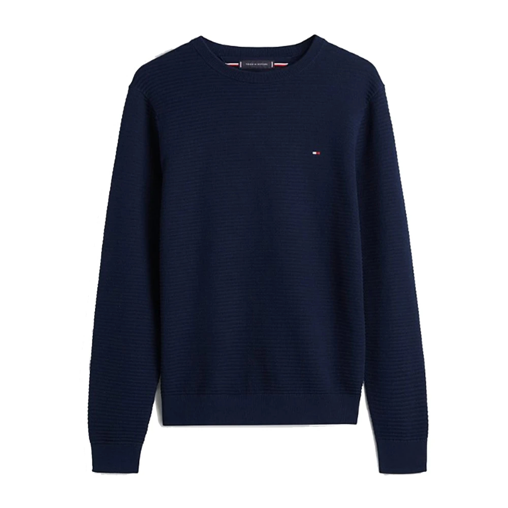 Tommy Hilfiger - Seasonal Struktur Rundhals-Pullover - Knitwear - Herren - Blau - L