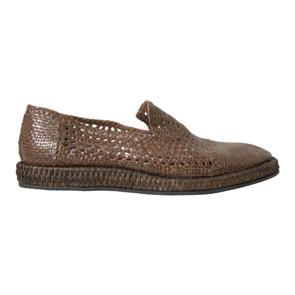 Dolce & Gabbana Herren Braun - Gewebte Slipper-Loafer Aus Leder - Shoes - 41 Eu