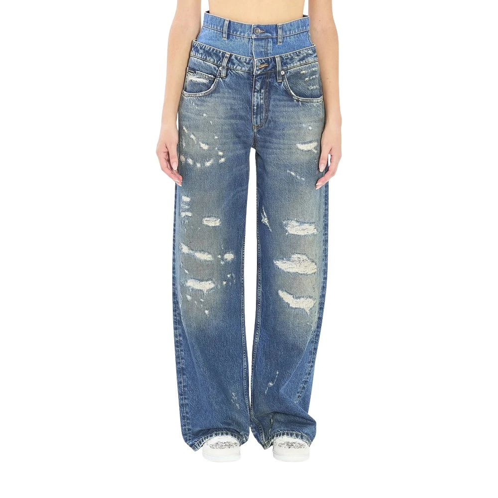 Dolce & Gabbana Damen Blau - Double Waist Wide Jeans - Jeans - 3XS