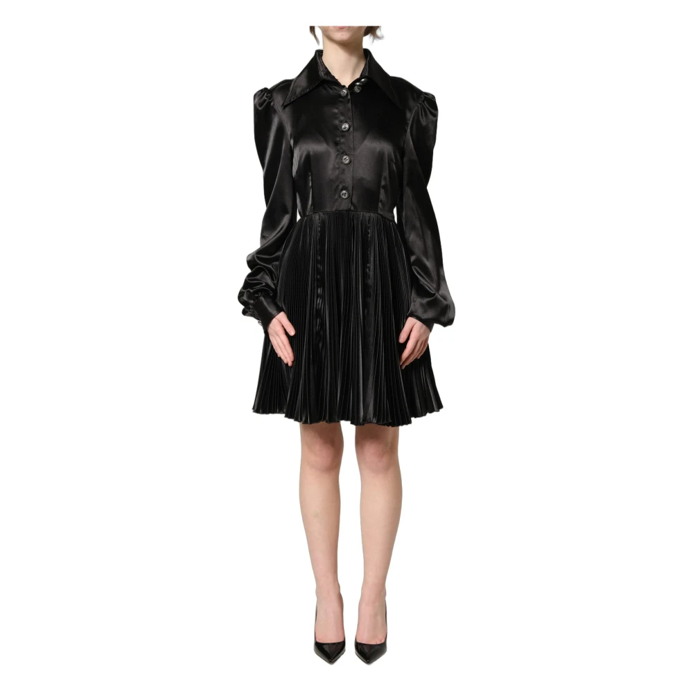 Dolce & Gabbana Damen Schwarz - A-Linien-Kleid Mit Falten - Dresses - K - S