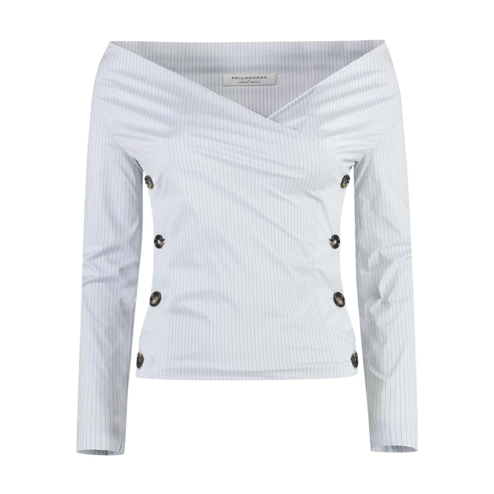 Philosophy Di Lorenzo Serafini Damen Blau - Off-Shoulder Gestreiftes Top - Blouses & Shirts - M