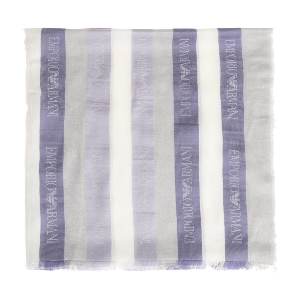 Emporio Armani Damen Blau - Modal-Mischgewebe-Schal Mit Jacquard-Streifen - Accessories - One Size