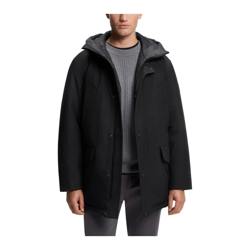 Hugo Herren Schwarz - Wasserabweisende Jacke Mit Durchgehendem Reißverschluss - Jackets - K - Xl
