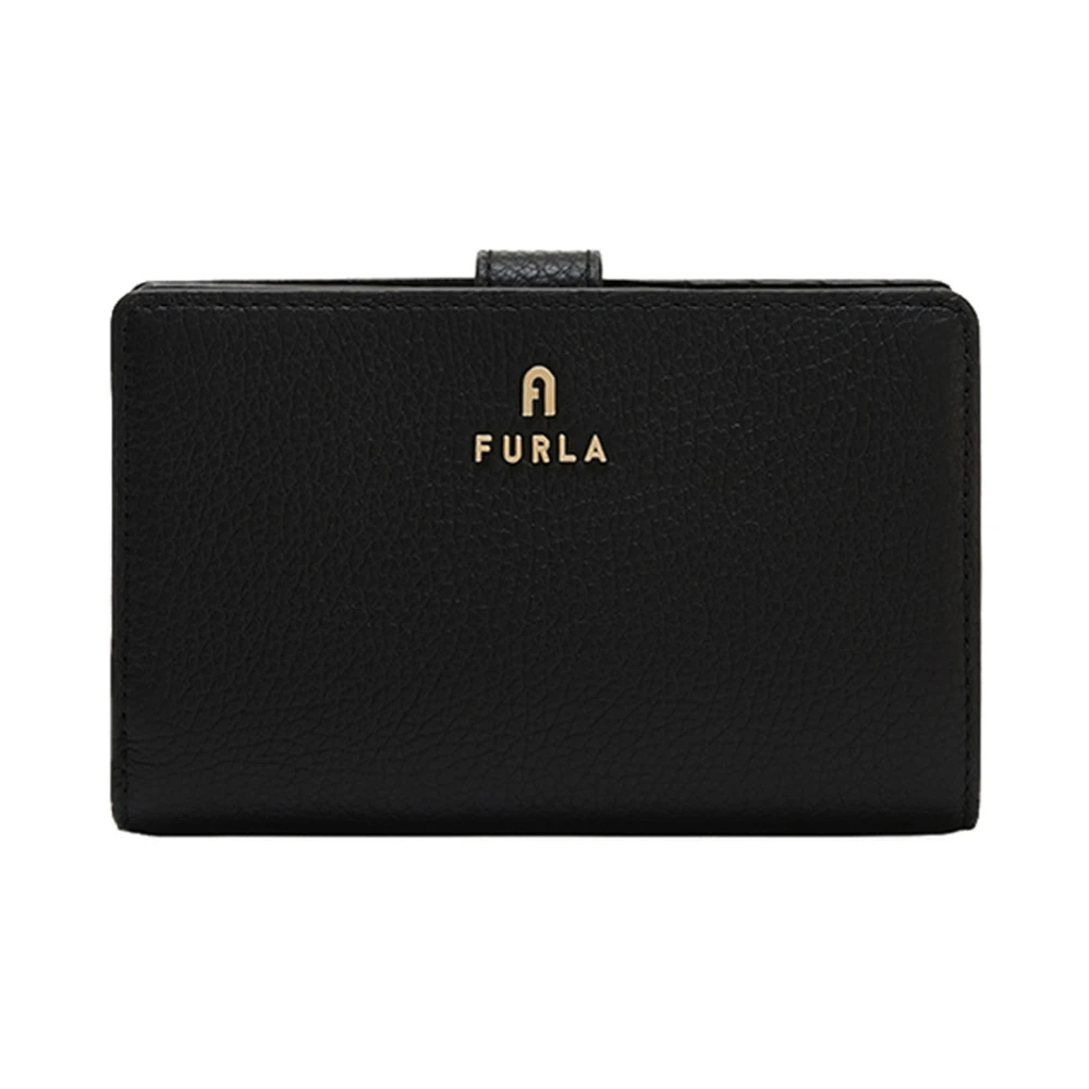 Furla Damen Schwarz Camelia Kompaktes Portemonnaie Nero Strukturiertes Leder - Bild 5